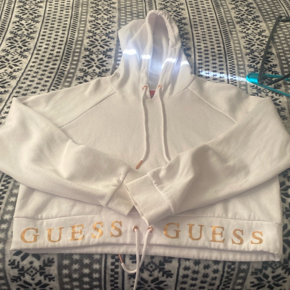 Guess white hooded sweatshirt